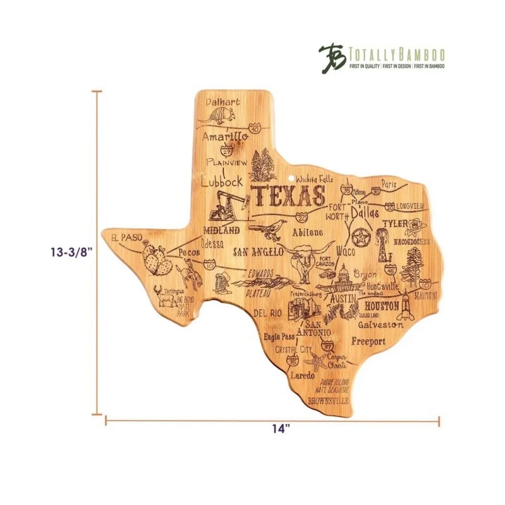Totally Bamboo Destination Texas Cutting Board Grazing Board Wall Decor 1774558